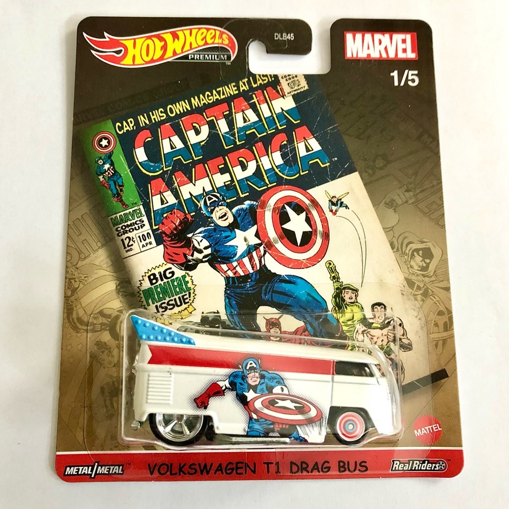 Captain America Volkswagen T1 Drag Bus Hot Wheels Premium
